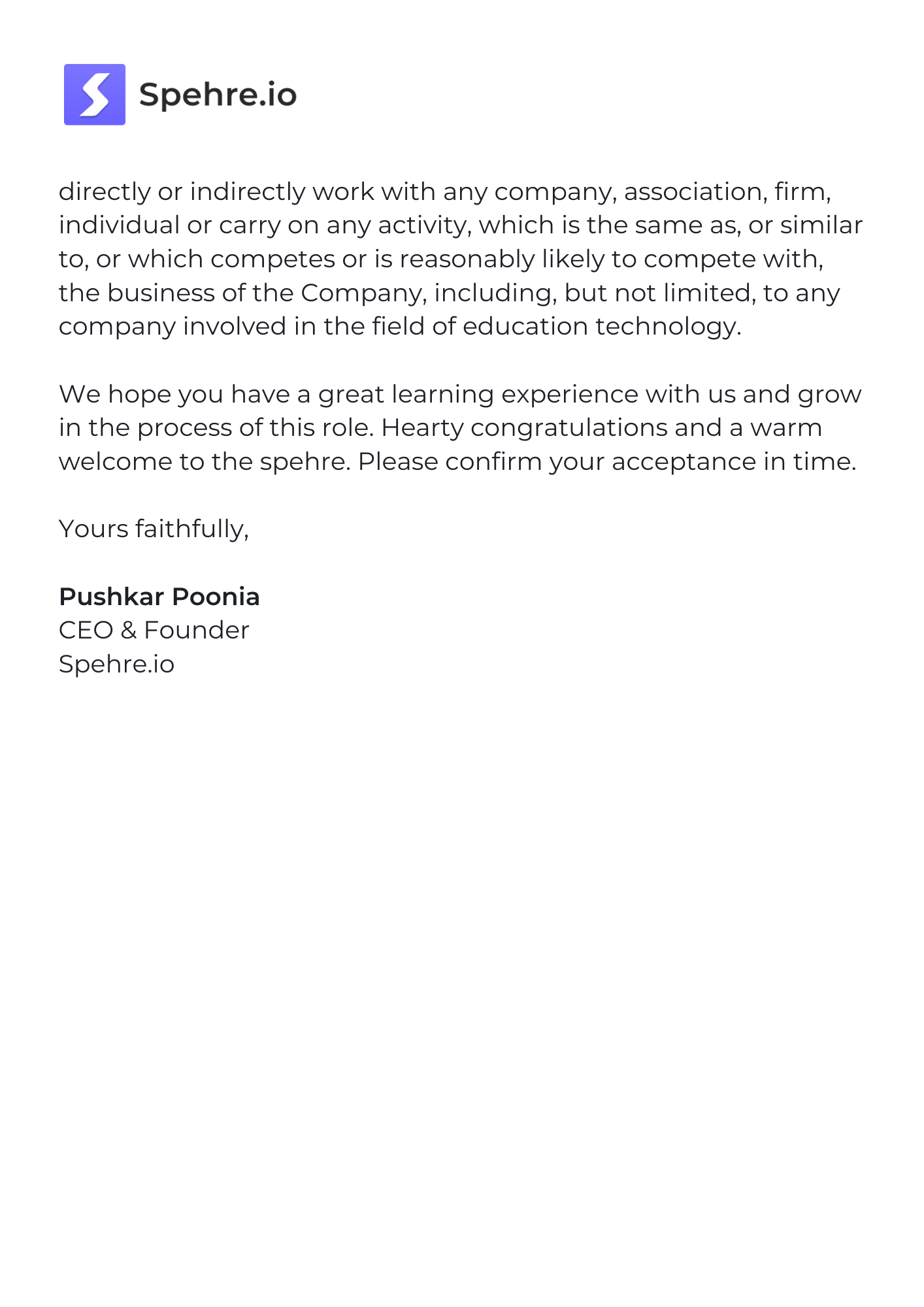 Spehre Offer Letter Page 5